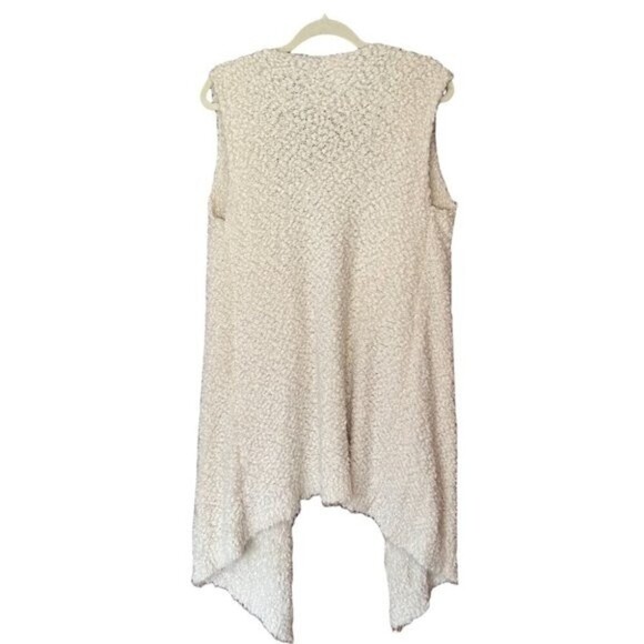 Alya Open Front Waterfall Sleeveless Soft Cozy Boho Cardigan Cream Vest M - Picture 3 of 11